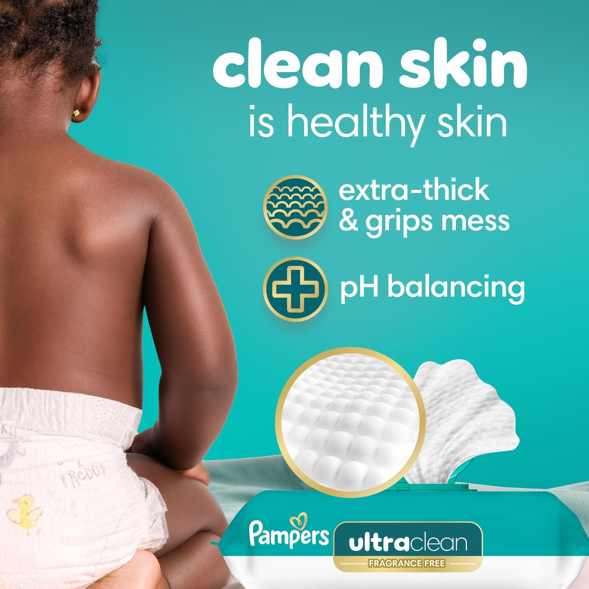 Pampers Free & Gentle 100% Plant-Based Fragrance Free Baby Wipes, 6 pack, 468 Count Pampers