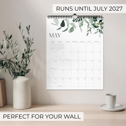 Aesthetic 2026-2027 Wall Calendar - Runs from January 2026 Until July 2027 - The Perfect Modern Greenery Calendar Planner for Easy Organizing