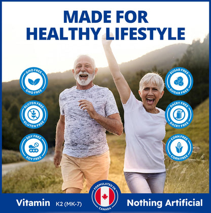 CanPrev K2 120mcg with Organic Coconut Oil, 120 Softgels 120-Day Supply, Pure MK-7 for Enhanced Absorption, Support for Stronger Bones and Healthy Teeth - Available at All In One Marketplace Canada