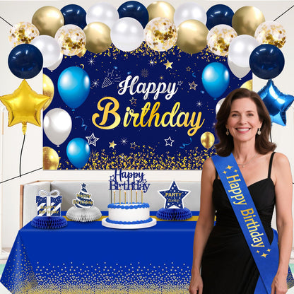 YeohJoy Birthday Decorations Navy Blue Gold 35Pcs Party Supplies 🍁 All In One Marketplace Canada