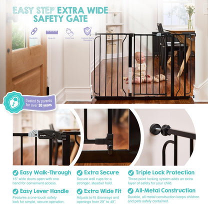 Regalo Easy Step 49-Inch Extra Wide Baby Gate, Includes 4-Inch and 12-Inch Extension Kit, 4 Pack of Pressure Mount Kit White