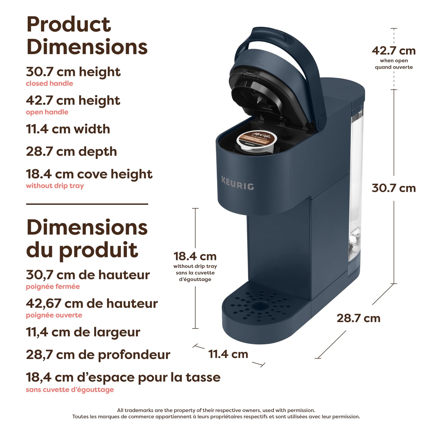 Keurig K-Mini Go Single Serve K-Cup Pod Coffee Maker, Navy