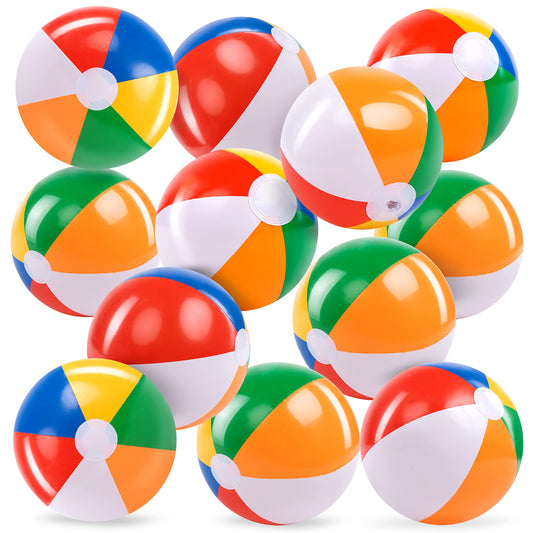 JOYIN 12-Pack 12“ Beach Balls - Bulk Classic Beachball Inflatable Swimming Pool Toys for Games Adults Kids Birthday Party Supplies Combo Set, Rainbow Color Blow Up Luau Decorations Favors Gifts - Available at All In One Marketplace Canada