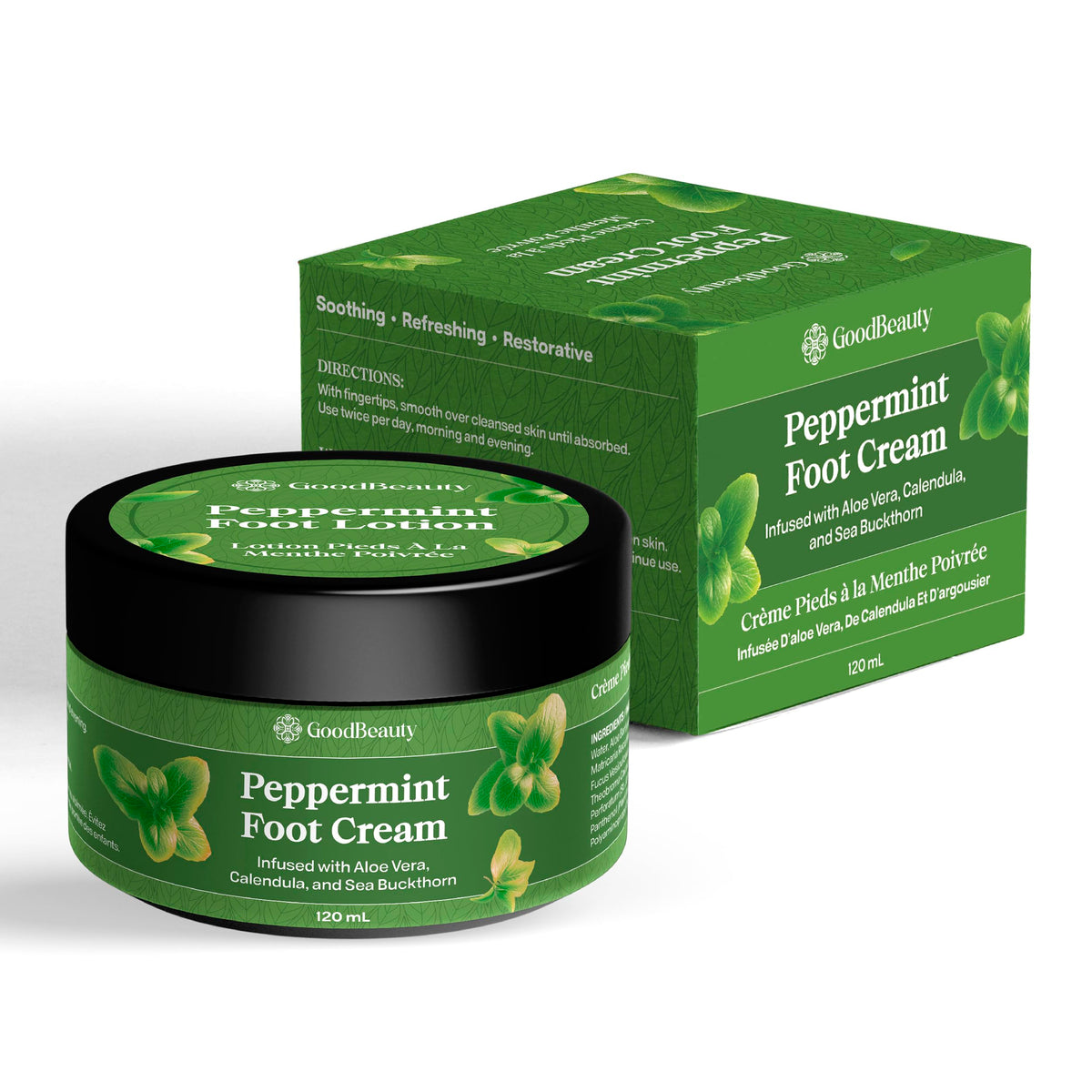 GoodBeauty Peppermint Foot Cream – Moisturizing Lotion with Aloe, Peppermint Oil, Shea Butter & Herbal Extracts – Helping Soothes, Cools & Repairs Dry, Cracked Feet 🍁 All In One Marketplace Canada
