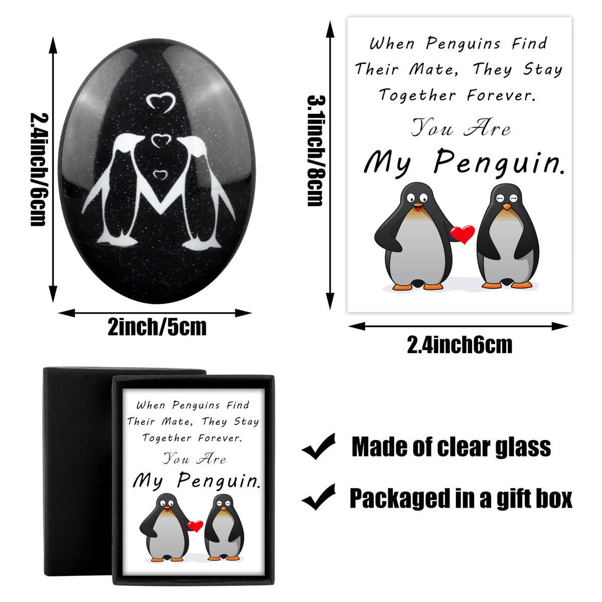 Moyel Penguin Stone Pocket Hug Gifts for Him Her on Anniversary 🍁 All In One Marketplace Canada