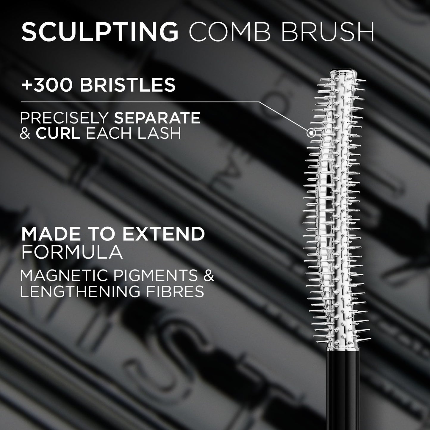 L’Oréal Paris Extensionist Mascara, Lengthening Mascara, Extension-like Length & Volume, For Sensitive Eyes, Clump-Free, Blackest Black WSH, 9.9 mL