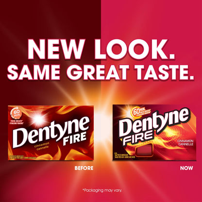 Dentyne Fire Sugar-Free Gum Bubble Gum, Cinnamon, 12 Pack (12 Pieces Each)