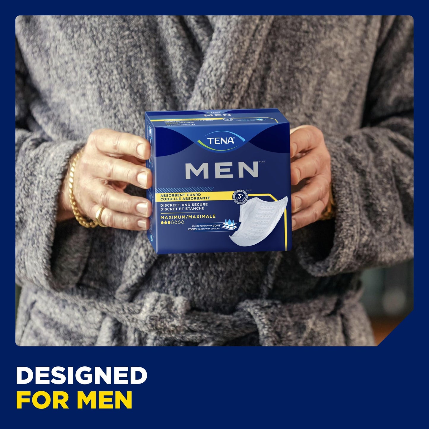 TENA Men Incontinence, Discrete Disposable, Guards, Comfortable Fit, Maximum Absorbency Protection, Universal Fit, 48 Count