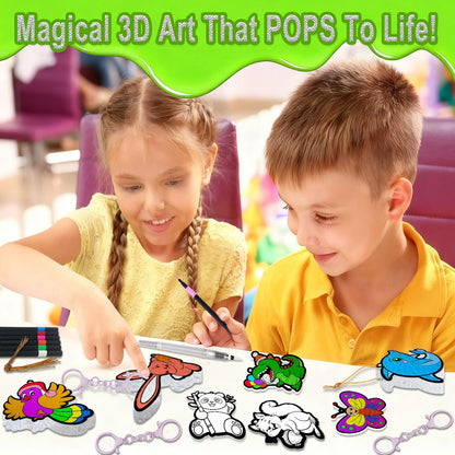 skyenchant Aqua 3D Puffy Art Kit for Kids, Paint by Number Craft with Inflatable Animals, Creative Gift for Girls & Boys Ages 4-10, Christmas Birthday Stocking Stuffer (Animal World) 🍁 All In One Marketplace Canada