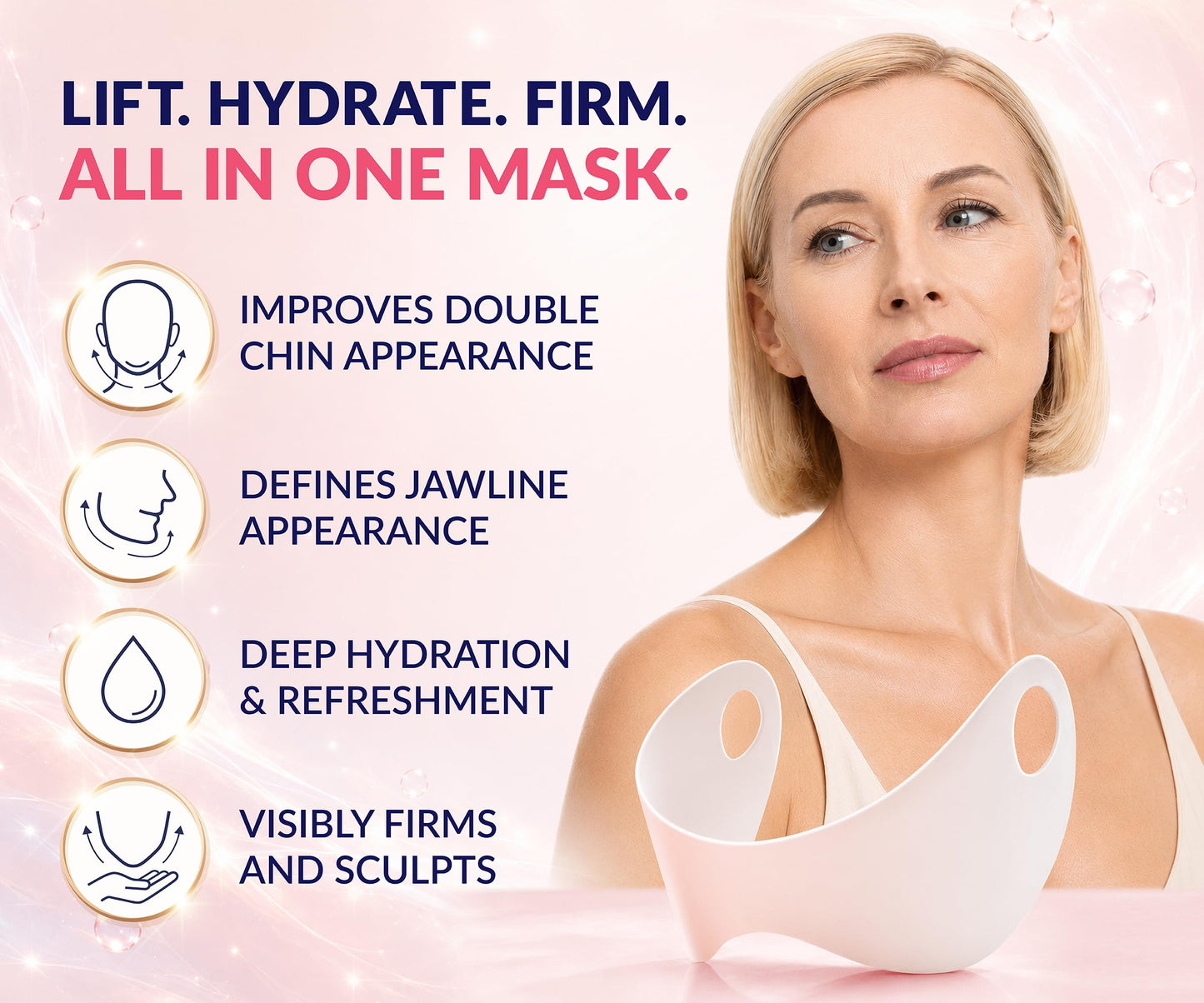 Stylia V Line Lifting Collagen Face Mask - Lift, Firm & Contour Jawline - Double Chin Strap with Hyaluronic Acid & Aloe Vera - Hydrating Neck & Face Tightening Mask - Chin Strap for Sleeping 10PC - Available at All In One Marketplace Canada
