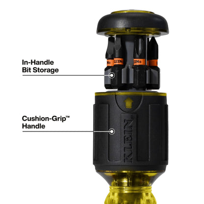 Klein Tools 32308 Multi-bit Stubby Screwdriver, Impact Rated 8-in-1 Adjustable Magnetic Tool with Phillips, Slotted, Square and Nut Driver KLEIN TOOLS