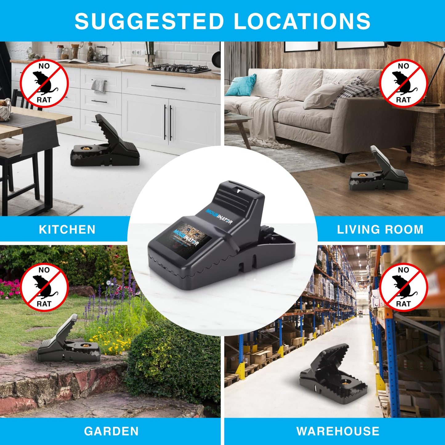 MOUSINATOR Rat Trap | 6-Pack | Large Rat Snap Traps for Indoor and Outdoor Use | Easy to Set | Safe and Reusable Design | Easy to Clean | Effective Powerful Large Mouse Trap that Works Instantly - Available at All In One Marketplace Canada
