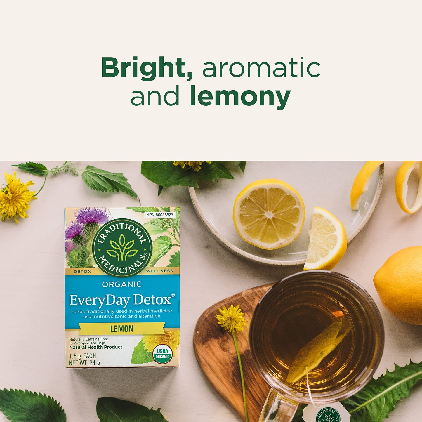 Traditional Medicinals Organic Everyday Detox Lemon Herbal Tea - 6 Pack (96 Tea Bags)