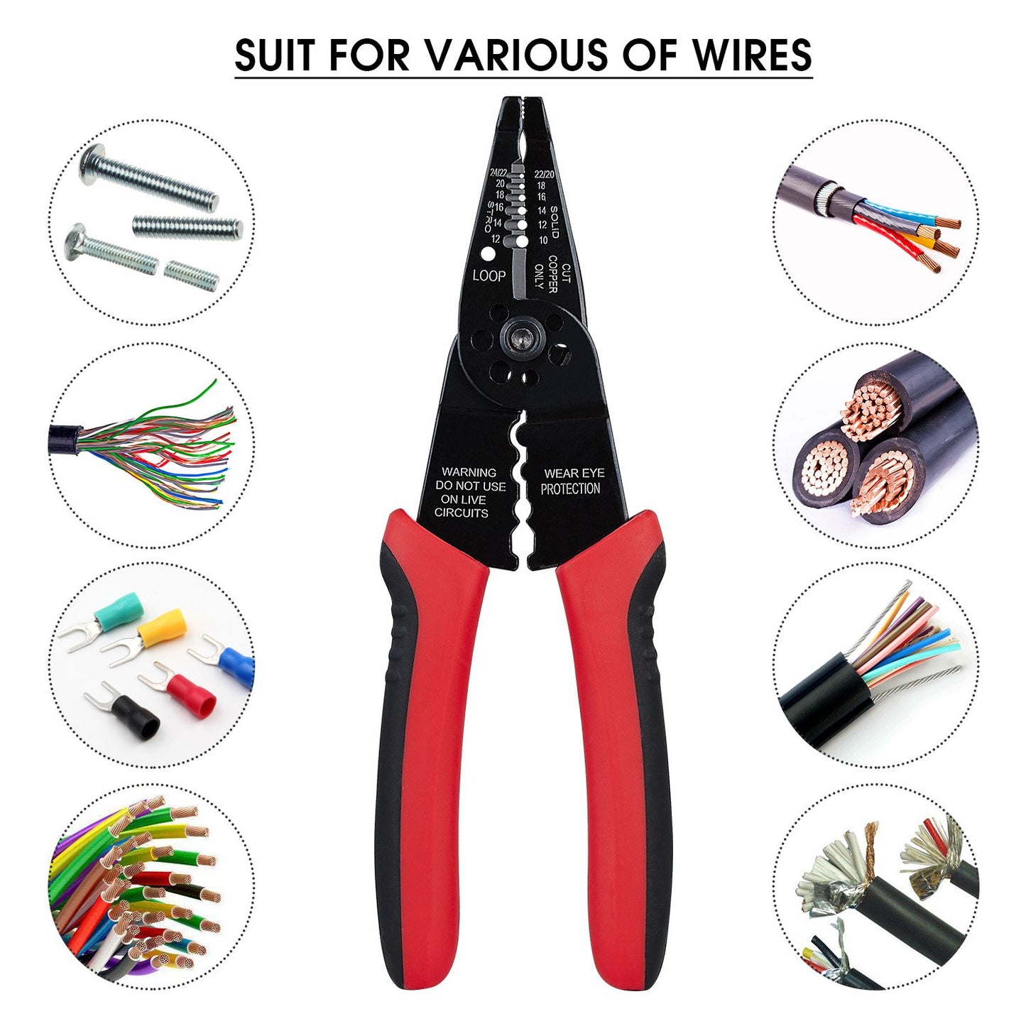 WGGE WG-015 Professional 8-inch Wire Stripper/Wire Crimping Tool, Wire Cutter, Wire Crimper, Cable Stripper, Wiring Tools and Multi-Function Hand Tool(ONLY Sold by W&G Global Electronics INC) - Available at All In One Marketplace Canada