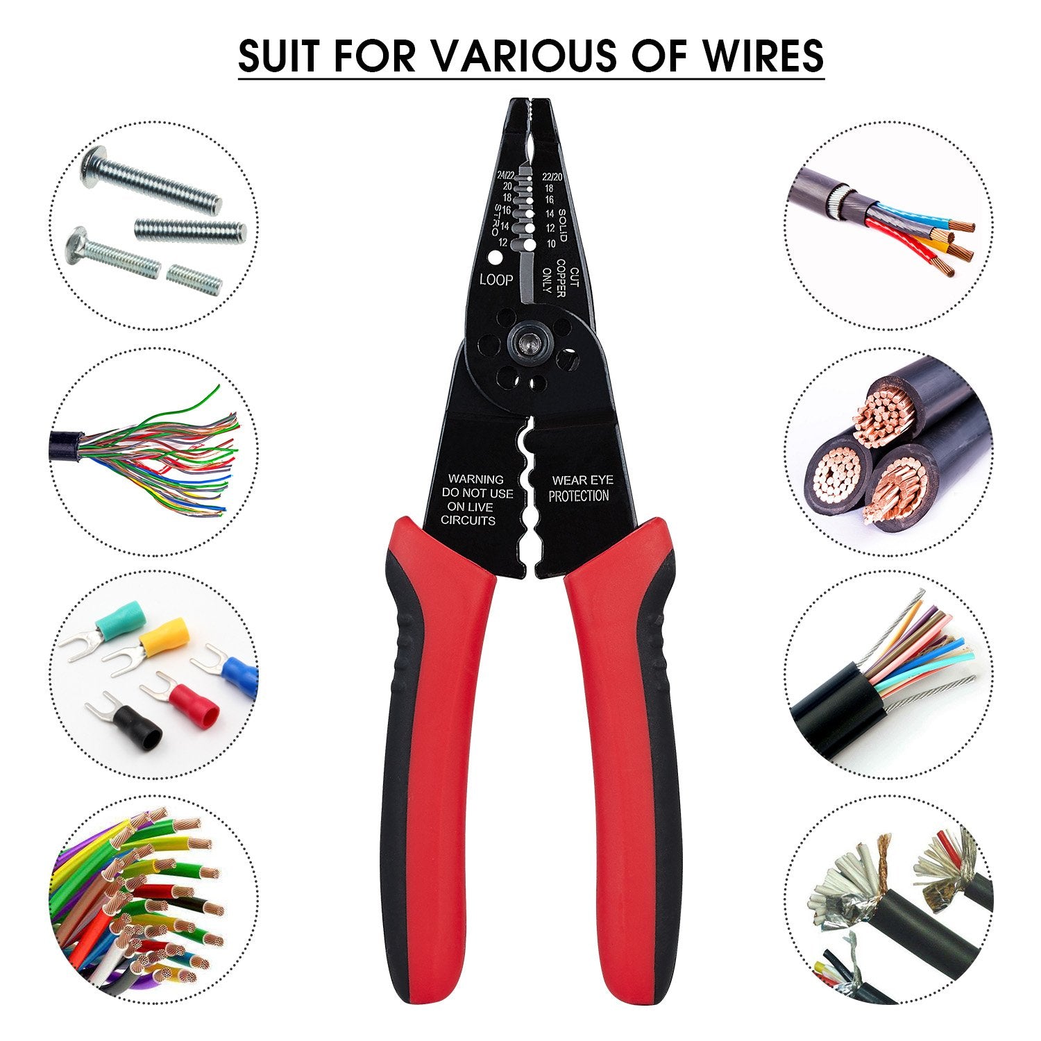 WGGE WG-015 Professional 8-inch Wire Stripper/Wire Crimping Tool, Wire Cutter, Wire Crimper, Cable Stripper, Wiring Tools and Multi-Function Hand Tool(ONLY Sold by W&G Global Electronics INC) - Available at All In One Marketplace Canada