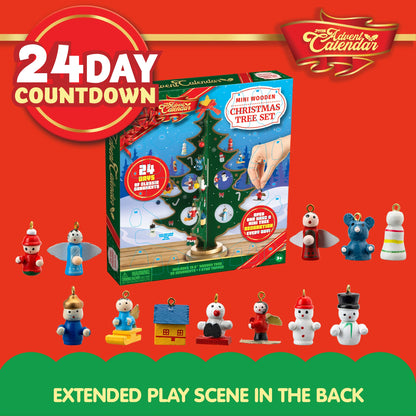 JOYIN Christmas 24 Days Countdown Advent Calendar with a Tabletop Wooden Christmas Tree and 28 Ornaments Snowman Santa Decorations for Boys, Girls and Kids Party Favors, Classroom Prizes, Xmas Gift 🍁 All In One Marketplace Canada