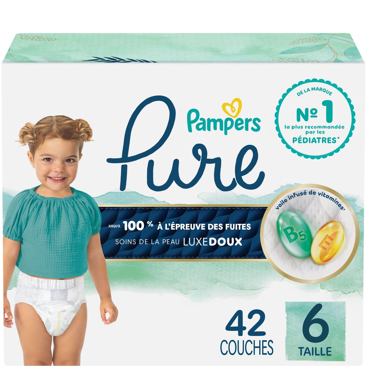 Pampers Pure Baby Diapers, Size 6, Up to 100% Leakproof, Premium Hypoallergenic Soft Diapers, 1 Pack (Count of 42) 🍁 All In One Marketplace Canada