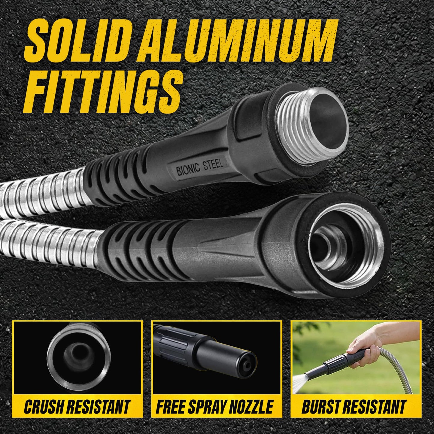 Bionic Steel Metal Garden Hose 100ft, Rust Proof 304 Stainless Steel Water Hose with Aluminum Fittings, Flexible & Heavy Duty Hose, Lightweight, Kink Free & Easy Coil Outdoor Hose - 2026 Model