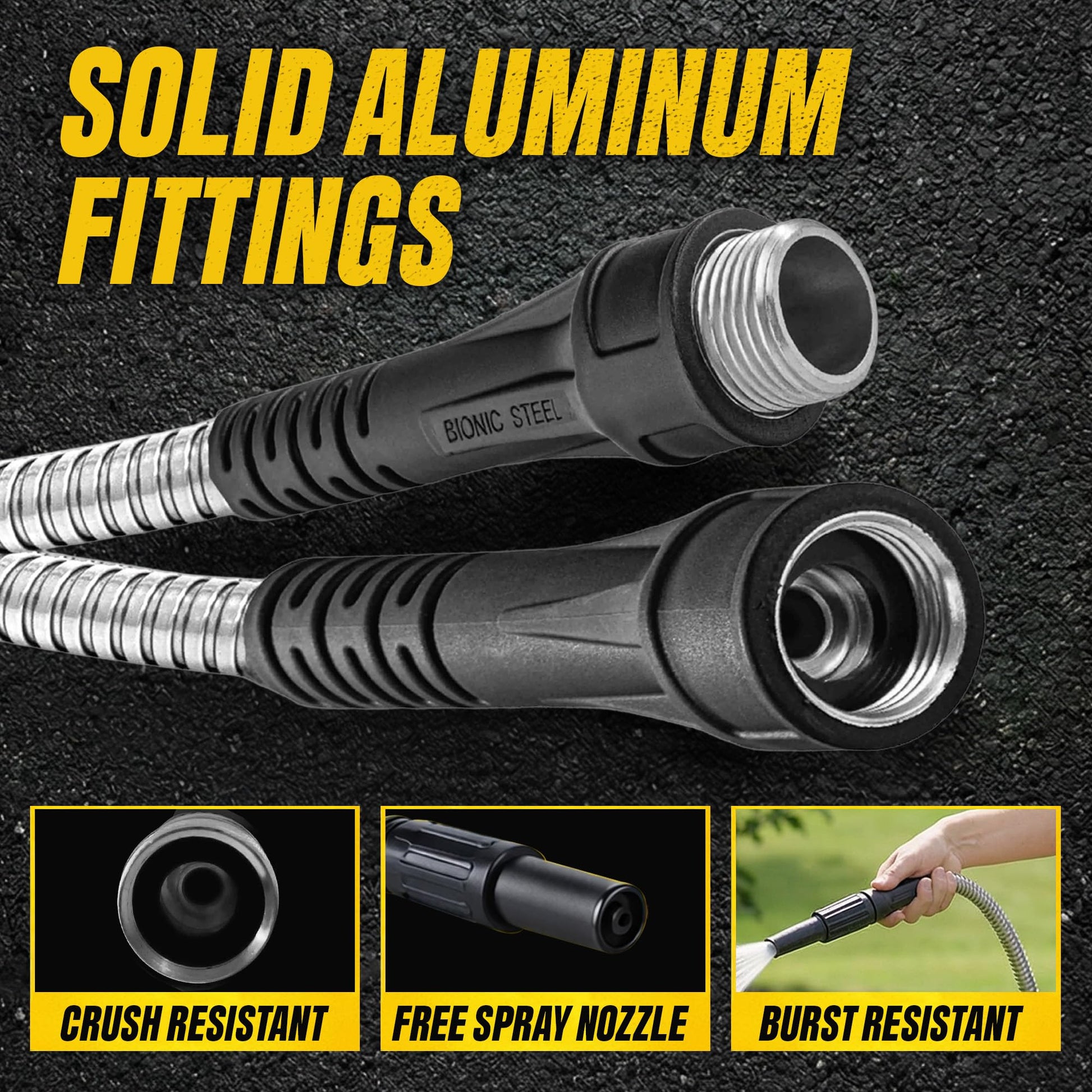Bionic Steel Metal Garden Hose 100ft, Rust Proof 304 Stainless Steel Water Hose with Aluminum Fittings, Flexible & Heavy Duty Hose, Lightweight, Kink Free & Easy Coil Outdoor Hose - 2026 Model