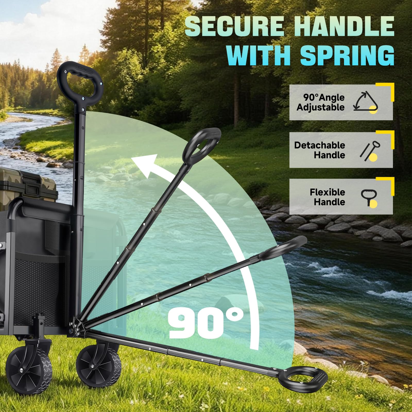 Collapsible Wagon Cart with Wheels Foldable - Lightweight 280LBS Heavy Duty Folding Utility Portable Beach Wagon with All-Terrain Wheels for Groceries Shopping Garden Sports Camping