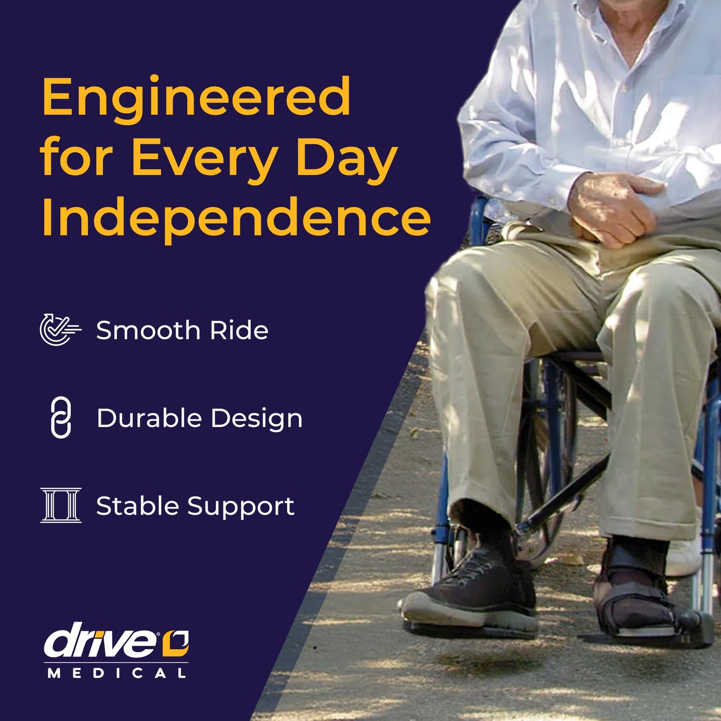 Drive Medical Single Axle Blue Streak Wheelchair, Flip Back Desk Arm, Swing Away Footrests, 18", 1 Count Drive Medical