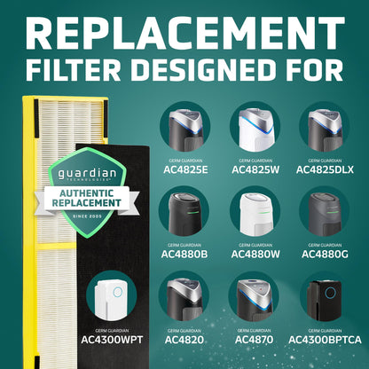 Germ Guardian FLT48252PK HEPA Genuine Air Purifier Replacement Filter B Multi-Pack for GermGuardian AC4300BPTCA, AC4900CA, AC4825, AC4825DLX, AC4850PT, CDAP4500BCA, CDAP4500WCA and More, 2-Pack germguardian