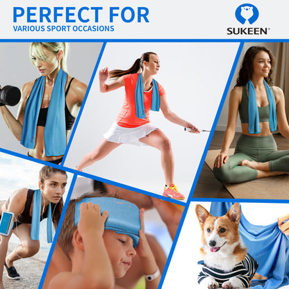 Sukeen [4 Pack] Cooling Towel (40"x12"), Ice Towel, Soft Breathable Chilly Towel, Microfiber Towel for Yoga, Sport, Running, Gym, Workout,Camping, Fitness, Workout & More Activities