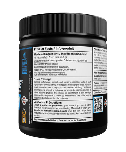 PVL Creapure Creatine Powder | 100% German Creatine Monohydrate, Canadian-Owned, Informed-Choice Tested, Unflavoured Supplement powder – 48 Servings - 240 g - Available at All In One Marketplace Canada