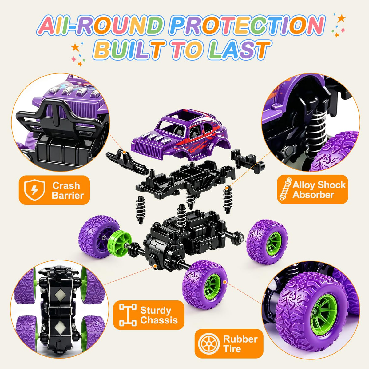 Monster Truck Toys for Boys Age 4-7, Car Toys for Toddlers 1-3 (4 Pack) 🍁 All In One Marketplace Canada