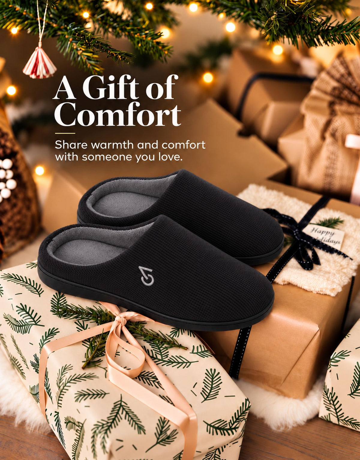 VeraCosy Men's Two-tone Memory Foam Slippers Muted Black Gray,9-10 US 🍁 All In One Marketplace Canada