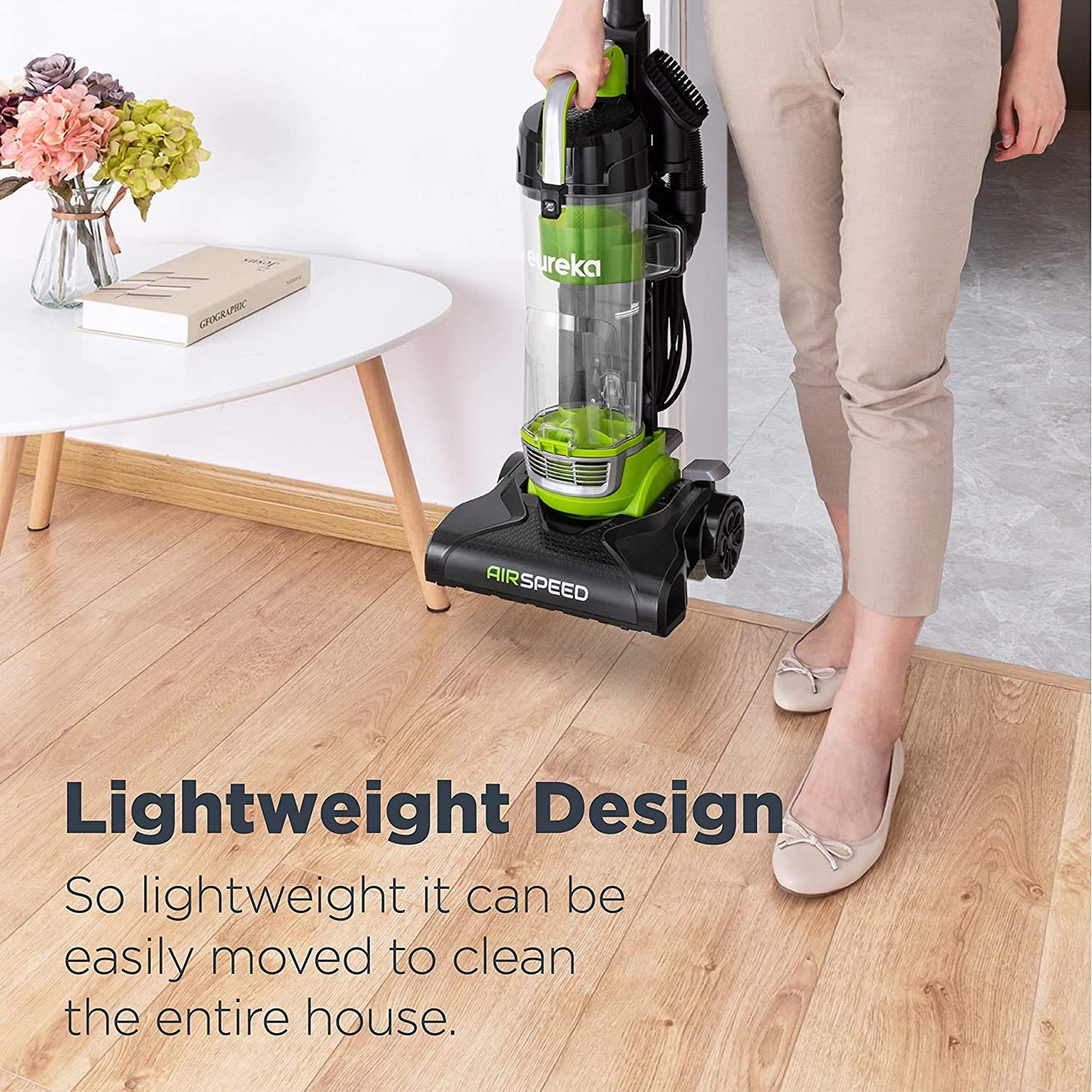 Eureka Powerful Bagless Upright Vacuum Cleaners Compact for Home Pets, Airspeed Ultra Lightweight Household Vacuum Cleaner for Carpet and Hard Floor, NEU100C, Lime Green EUREKA