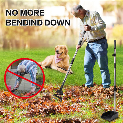 THRISEED Dog Pooper Scooper, Durable Dog Poop Tray and Long Handle Rake Set for Large Medium Small Dogs, Heavy Duty Pet Suppliers