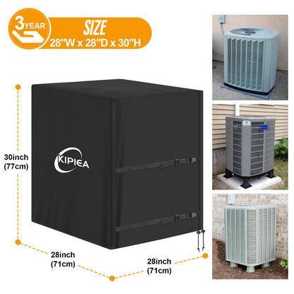 Kipiea Heavy Duty Air Conditioner Cover for Outside Units, Windproof, Anti-UV, Tear & Fade Resistant AC Cover for Winter (28" W x 28" D x 30" H) 🍁 All In One Marketplace Canada