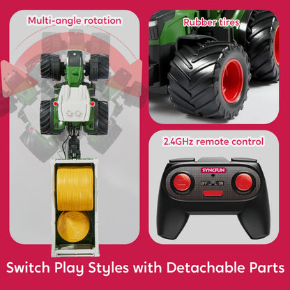 Syncfun Remote Control Tractor Toy Set – Rechangeable RC Truck Toys with Trailer, Loader, Lights & Sounds, Toddler Farm Vehicles Toys, Kids Toys for 2 3 4 5 6 Years Old Boys, Christmas Birthday Gifts 🍁 All In One Marketplace Canada