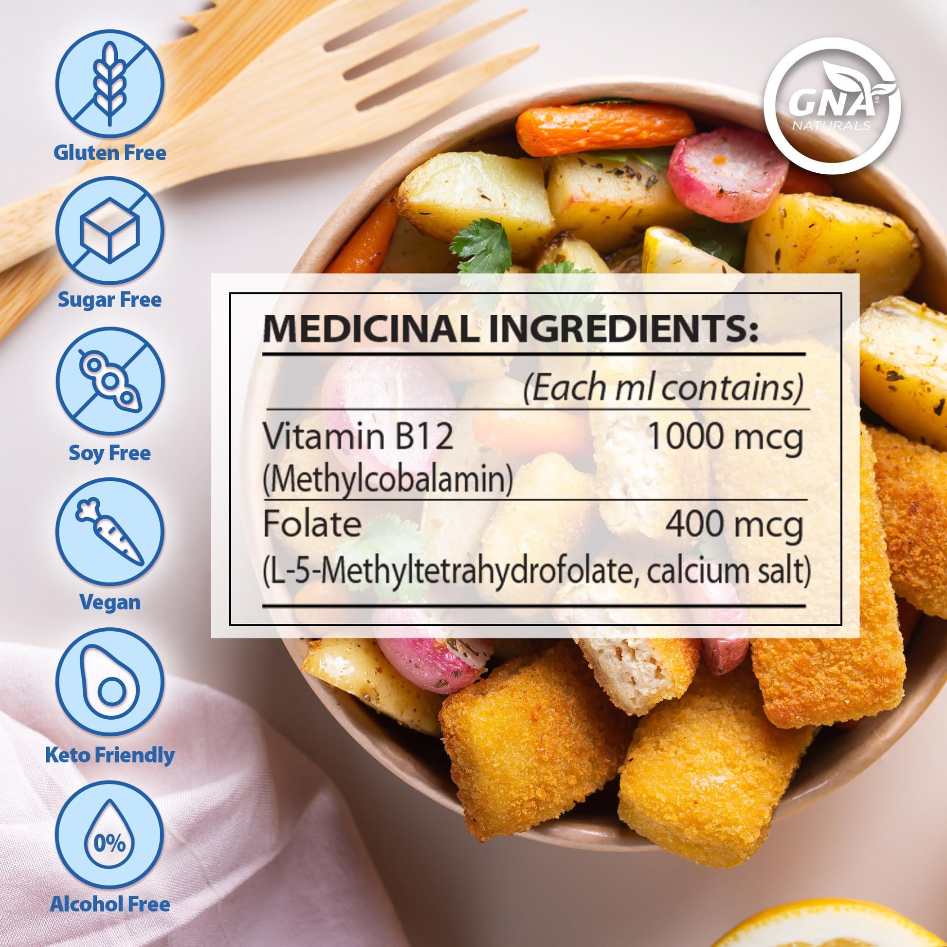 GNA Naturals Kids Vitamin B12 with Folate Supplement, 60ml - VitaminB12 Methylcobalamin 1000 mcg - Liquid Drops for Kids - Cherry Flavour- Methyl B12 Folate Supplement - Vitamin-B12-Complex – Vegan – For energy, metabolism and supports memory– Made in Can - Available at All In One Marketplace Canada