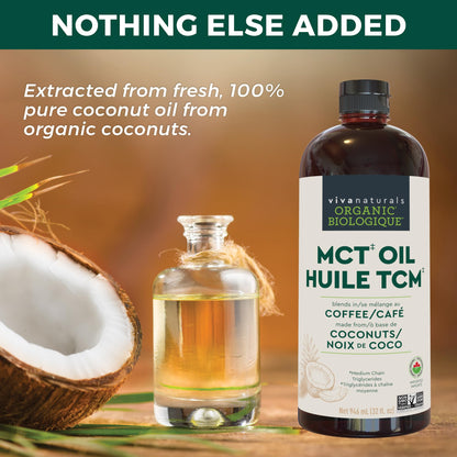 Viva Naturals Organic MCT Oil – 946 mL Pure Coconut Extract for Keto, Paleo & Vegan Diets