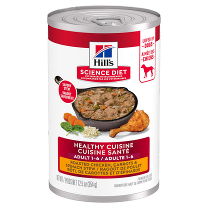 Hill's Science Diet Adult Healthy Cuisine Canned Dog Food, Roasted Chicken Carrots & Spinach 12 x 354 g Can Hill's Science Diet