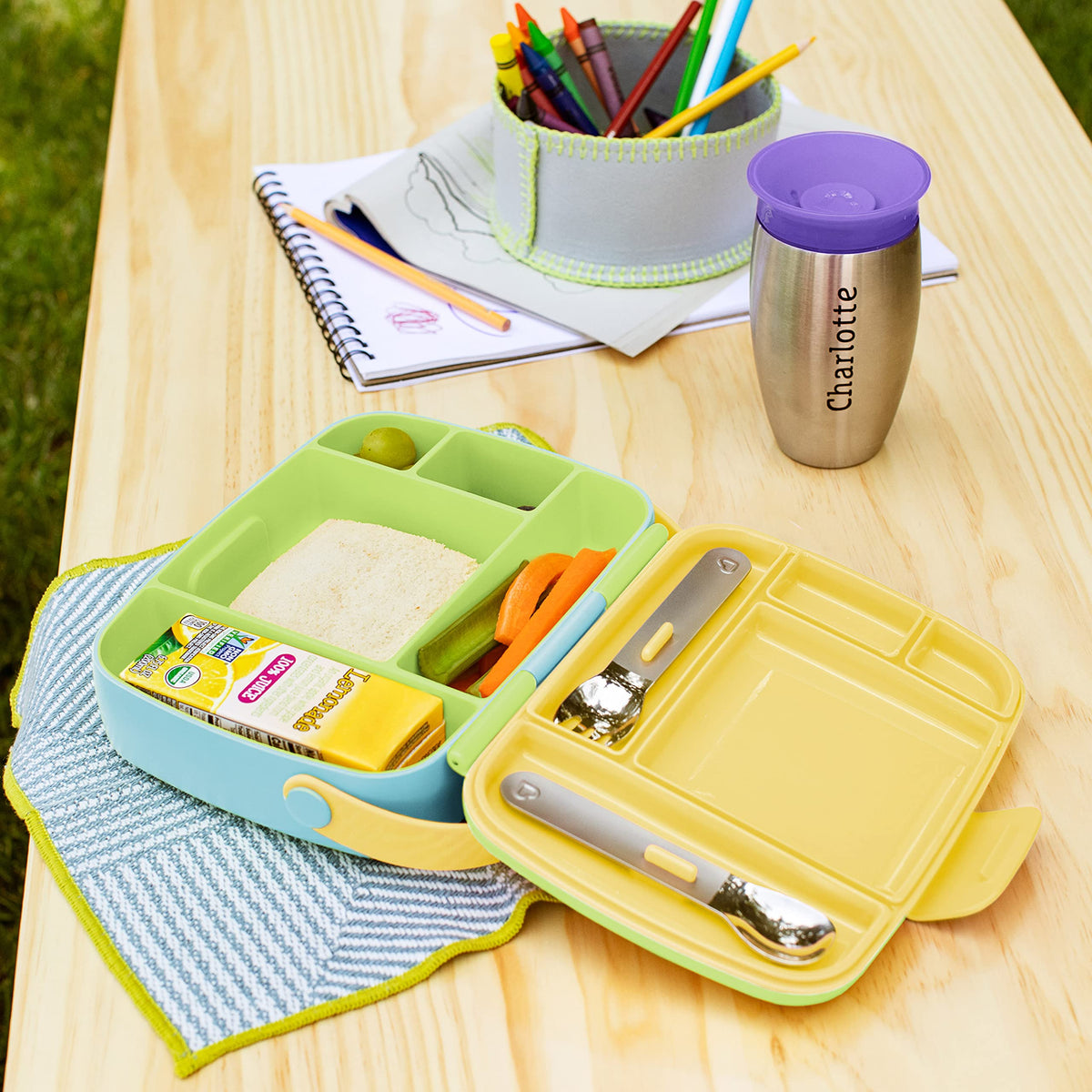 Munchkin Bento Box Toddler Lunch Box, Green