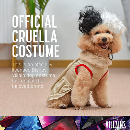 Déguisement d'Halloween Disney pour chiens Cruella les Méchants Disney - Costume d'Halloween sous licence officielle pour chiens, taille très très grande (XXL)