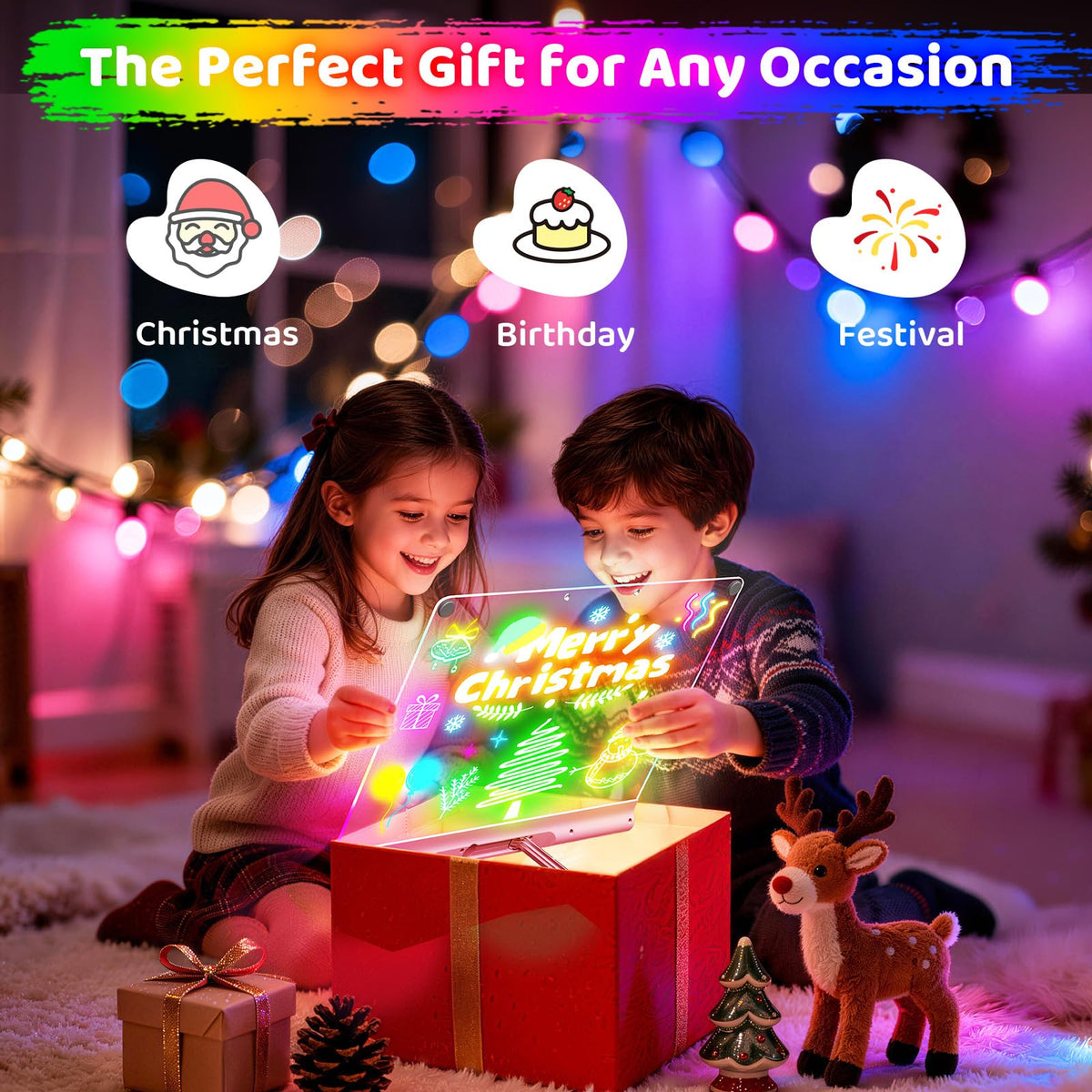 Geokay 16“ Rechargeable LED Drawing Board, 9-Color Light Modes with Timer 🍁 All In One Marketplace Canada