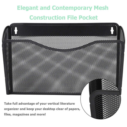 EASEPRES 3 Pack Mesh Wall Mounted File Holder Organizer Metal Hanging Vertical Paper Mails Rack Storage Wire Single Document Filling Holder Pocket for Office and Home, Black 🍁 All In One Marketplace Canada