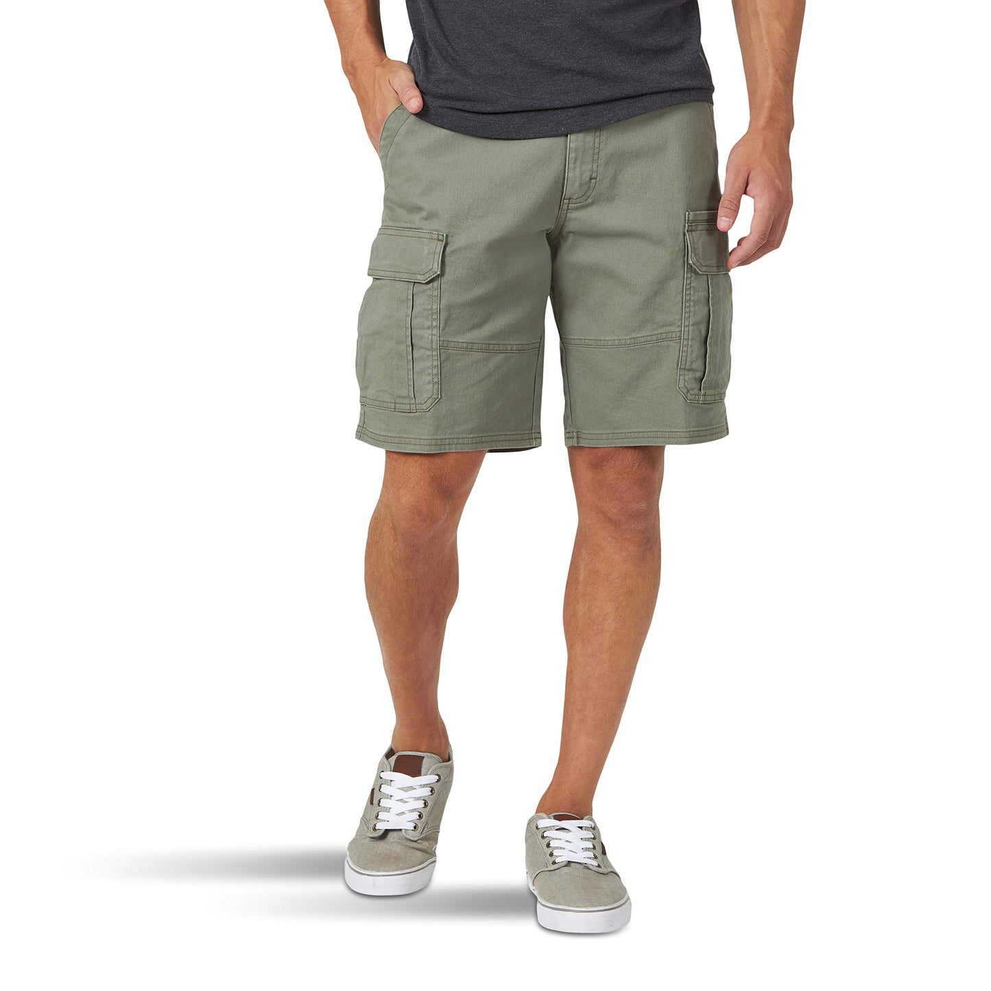 Wrangler Authentics Short cargo extensible classique pour homme, vert olive, 34