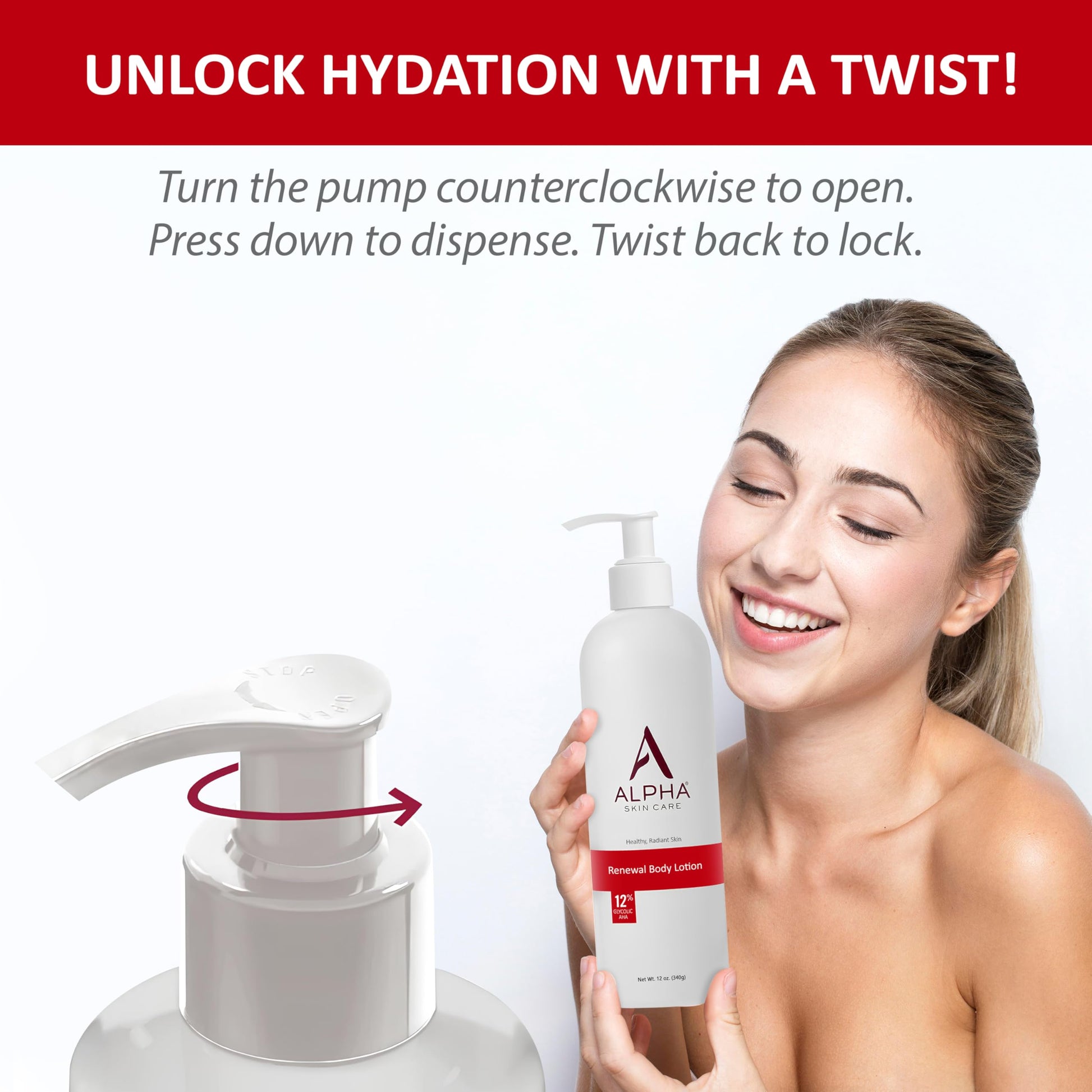 Alpha Skin Care Revitalizing Body Lotion, 12% Glycolic AHA, Daily Moisturizer, Hydrates & Exfoliates, Anti-Aging, 12 Oz - Available at All In One Marketplace Canada