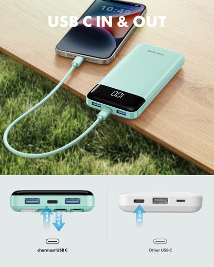 Charmast Portable Charger with Built in Cables, Power Bank with Cords Wires, Slim 10000mAh Travel Battery Pack 6 Outputs 3 Inputs 3A Fast Charging for Samsung Google Pixel LG Moto iPhone iPad - Available at All In One Marketplace Canada