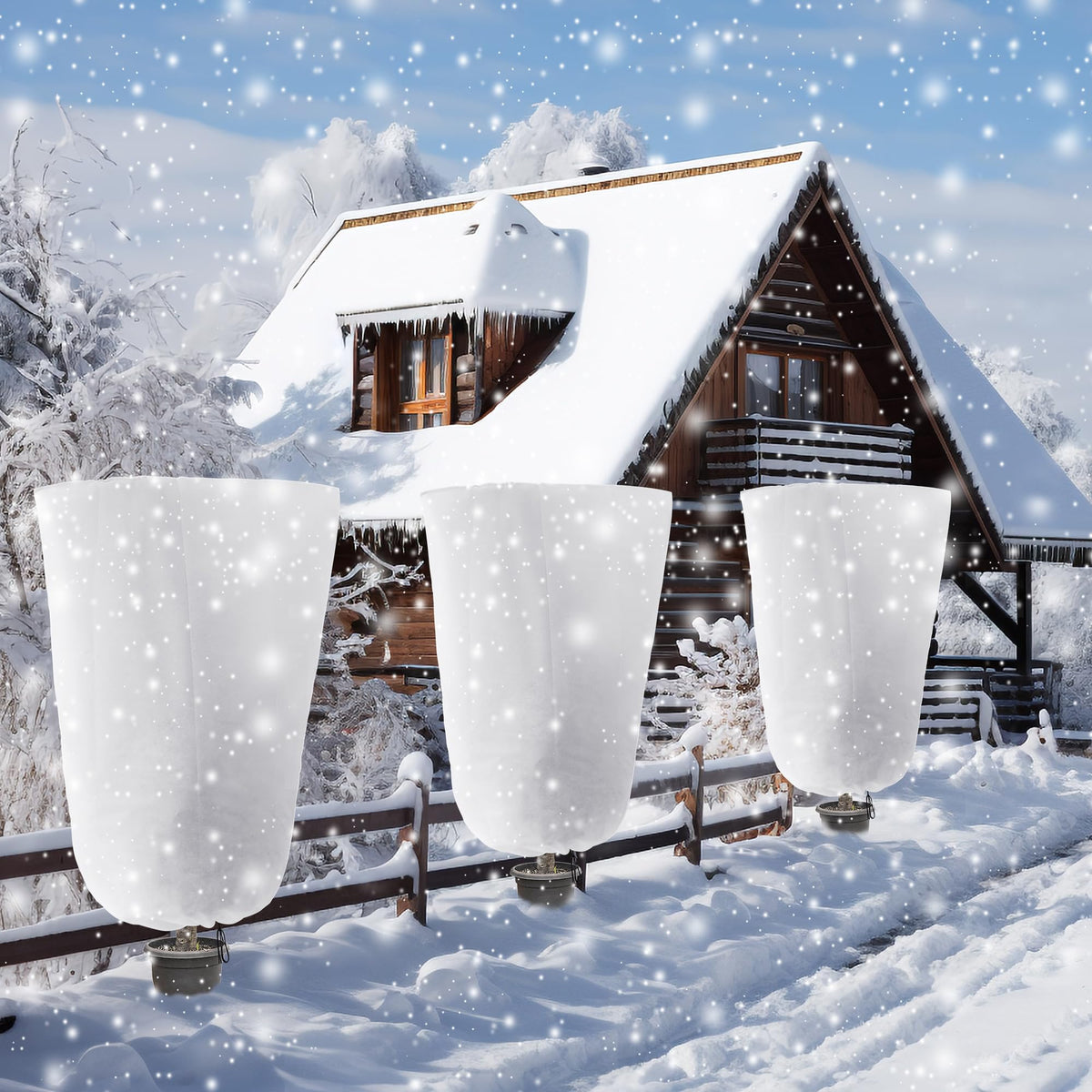 47" X 31.5"Winter Drawstring Plant Covers - 3 Packs Warm Plant Protection Cover Bags, Frost Cloth Blanket Protecting Fruit Tree Potted Plants from Freezing Animals Eating 🍁 All In One Marketplace Canada