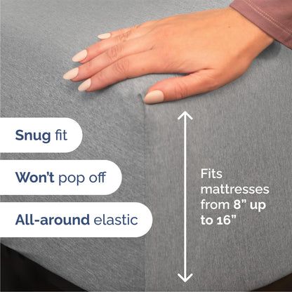 Queen Size 4 Piece Sheet Set - Comfy Breathable & Cooling Sheets - Hotel Luxury Bed Sheets for Women & Men - Deep Pockets, Easy-Fit, Soft & Wrinkle Free Sheets - Heathered Grey Oeko-Tex Bed Sheet Set
