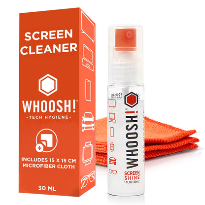 WHOOSH! Screen Shine Go 30 ml – Refillable Laptop Cleaner, Safe Streak-Free Glasses Cleaning Spray for TV, OLED, MacBook, Monitor or Car, Includes 15x15 cm PROTX2 Microfiber Cloth - Available at All In One Marketplace Canada