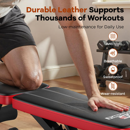 NICEPEOPLE Foldable Basic Weight Bench for Home Gym, Workout Bench with 8 Backrests, 660LBS Weight Capacity Adjustable Bench - Available at All In One Marketplace Canada