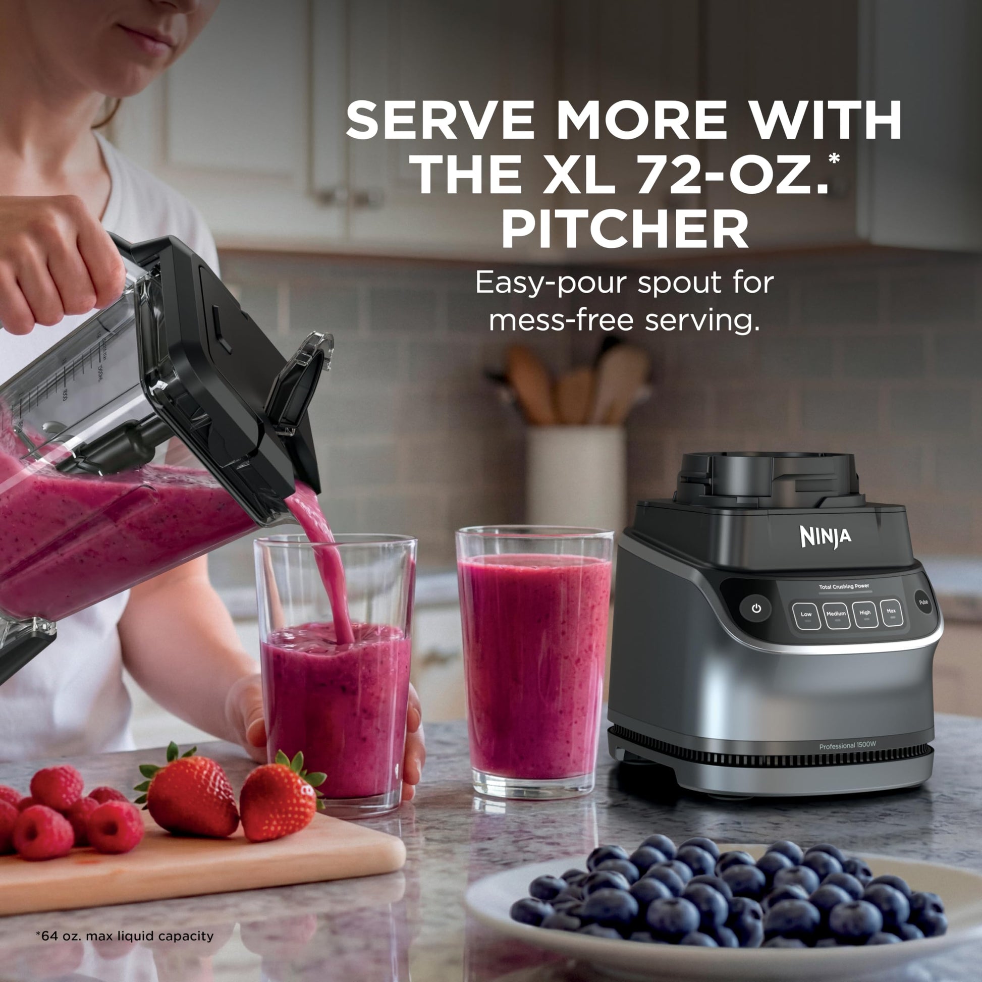 Ninja UltraCrush Pro Kitchen System, 1500W, Silver, BP401C, 72oz/2.1L Ninja