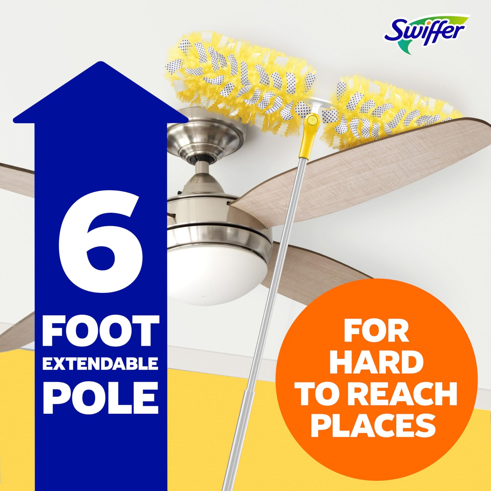 Swiffer Duster Kit with 1.8 m Extendable Handle, Heavy Duty Dusting Starter Kit with 4 Refills, for Ceiling Fans, Vents and Hard to Reach Places Swiffer